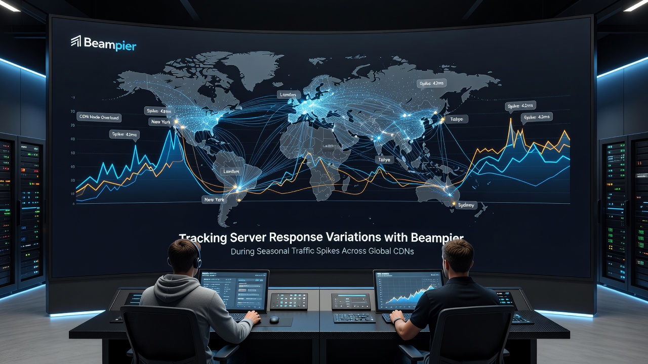 Detailed Beampier chart showing response time percentiles across CDN regions during peak load